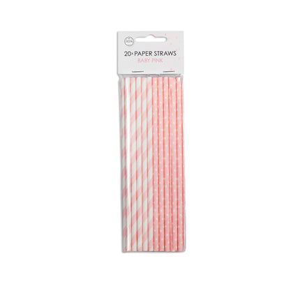 Cannucce di carta rosa chiaro/bianco mix 19,7 cm 20 pezzi