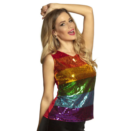 Top Flapper Arcobaleno con paillettes