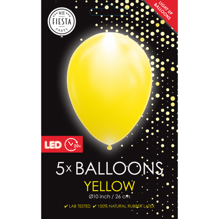 Palloncini a led gialli 26cm 5pz