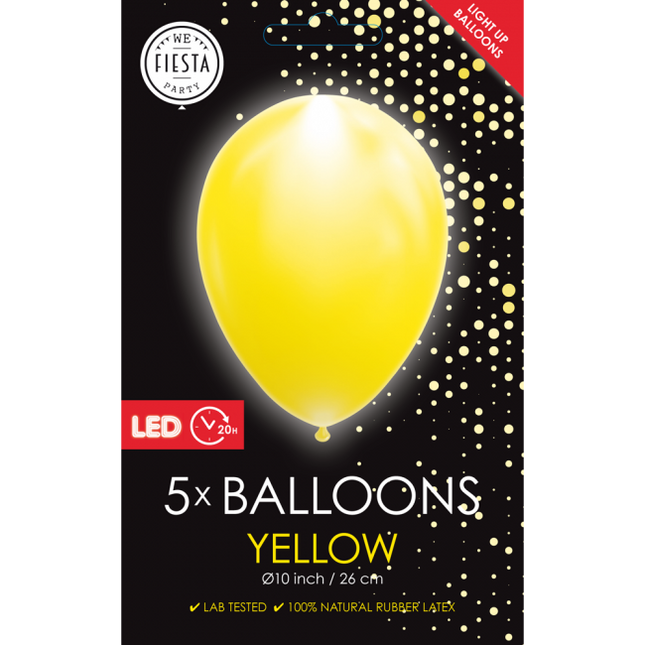 Palloncini a led gialli 26cm 5pz