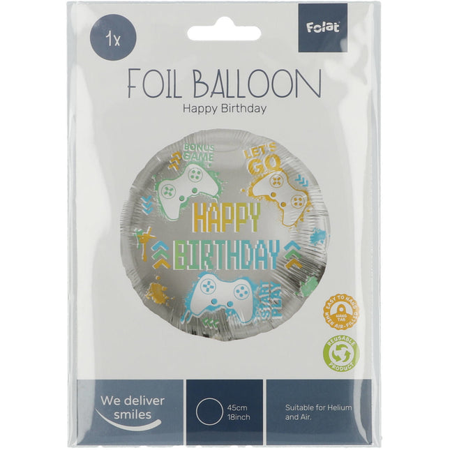 Palloncino ad elio Happy Birthday Gaming vuoto 45 cm