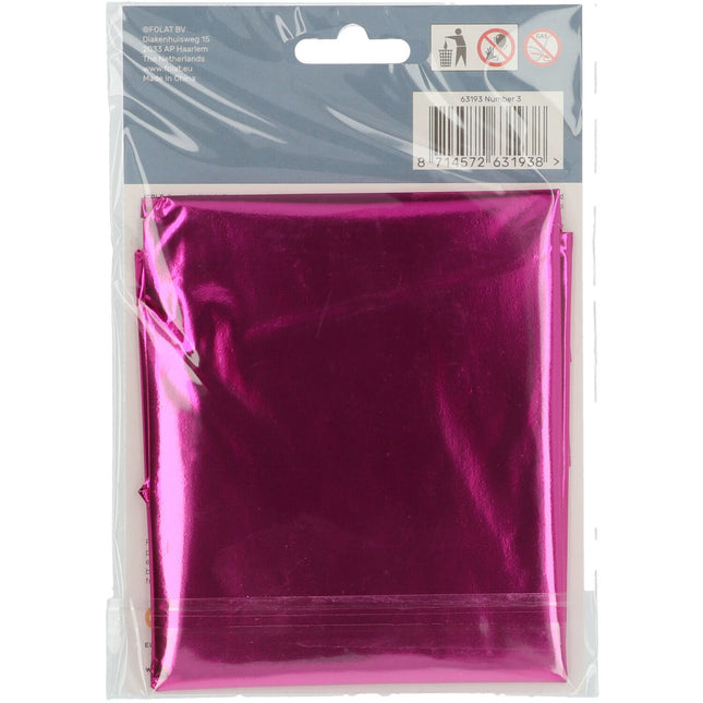 Palloncino Foil Figura 3 Fucsia Metallizzato XL 86cm vuoto