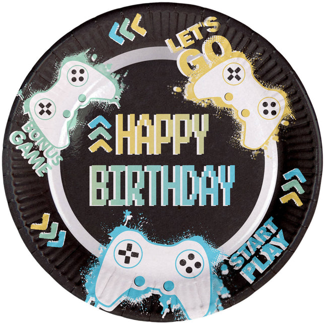 Piatti da gioco per feste Buon Compleanno 32cm 8pz