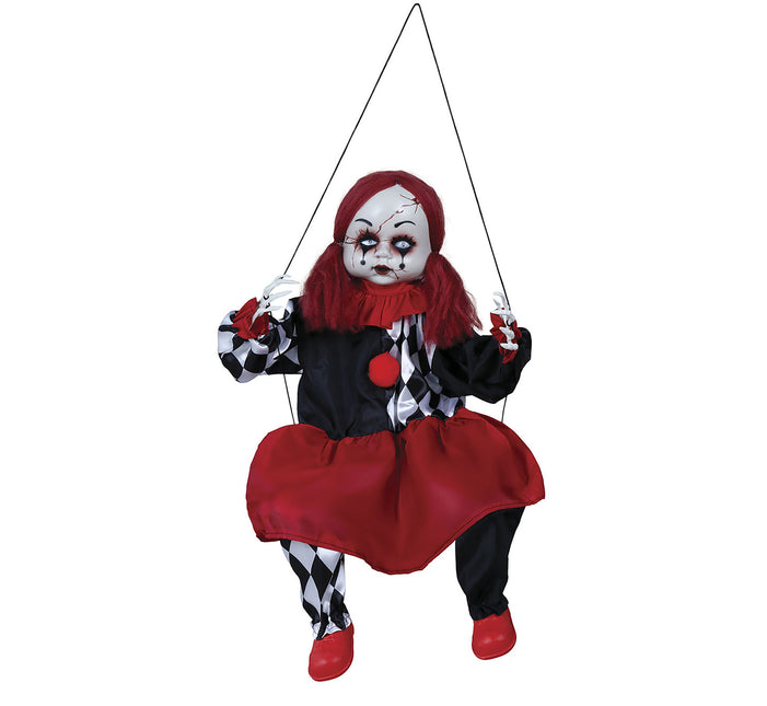 Decorazione di Halloween appesa Clown con luce e suono 80 cm