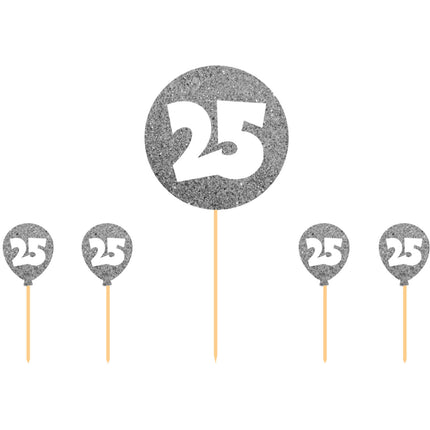 Set di cake topper 25 anni 5 pezzi