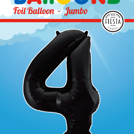 Pallone Foil Figura 4 Nero XL 86cm vuoto