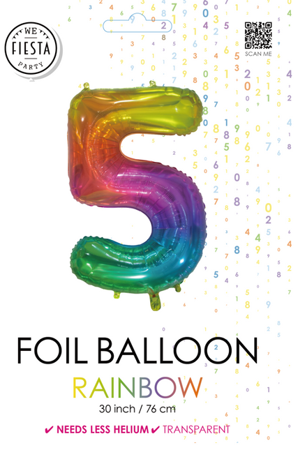 Pallone in foil Figura 5 Arcobaleno Trasparente 66cm