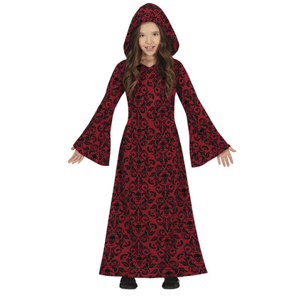 Costume da strega di Halloween da ragazza rosso