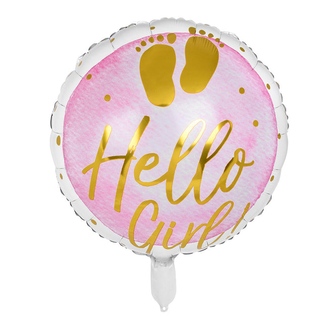 Palloncino ad elio nascita Hello Girl! Vuoto 45cm