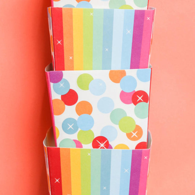 Scatole di caramelle di buon compleanno coriandoli arcobaleno 5 pezzi
