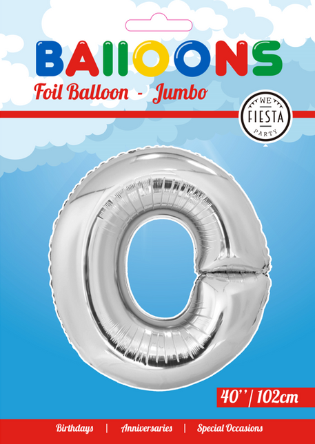 Palloncino in foil Lettera O Silver XL 102cm vuoto