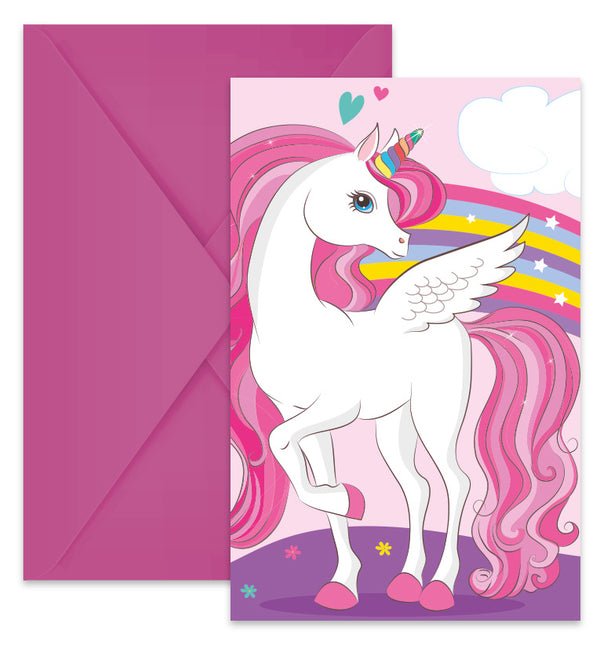 Invito Unicorno Arcobaleno 6 pezzi