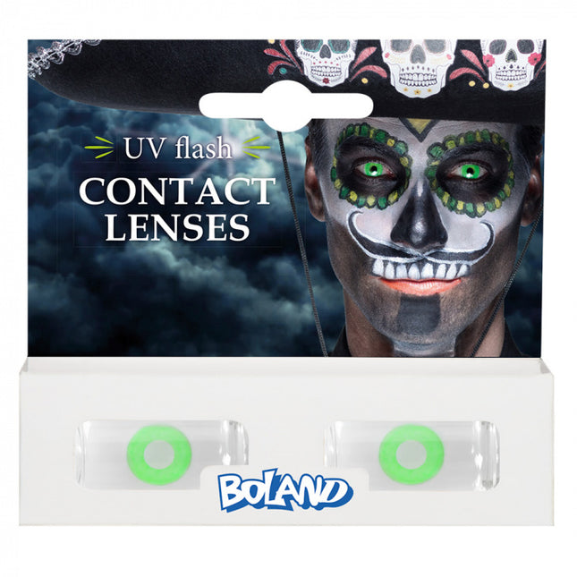 Lenti del mese di Halloween Uv Flash Verde