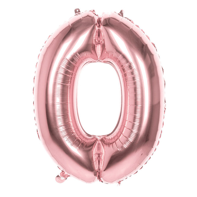 Palloncino Numero Oro Rosa 0 Anno 86cm