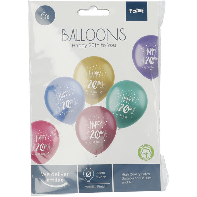 Palloncini 20 anni Happy 20th 33cm 6pz