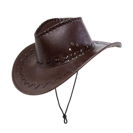 Cappello da cowboy marrone effetto pelle