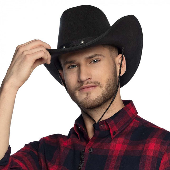 Cappello da cowboy nero 45 cm