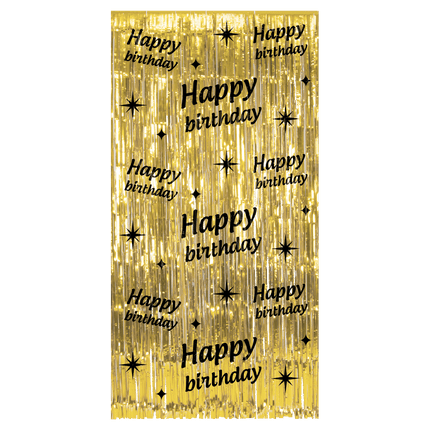 Tenda per porta Happy Birthday Oro Nero