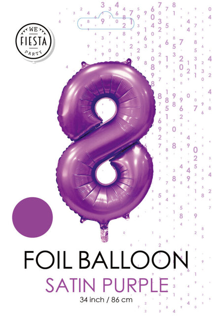 Palloncino numero viola 8 anni lucido 86 cm