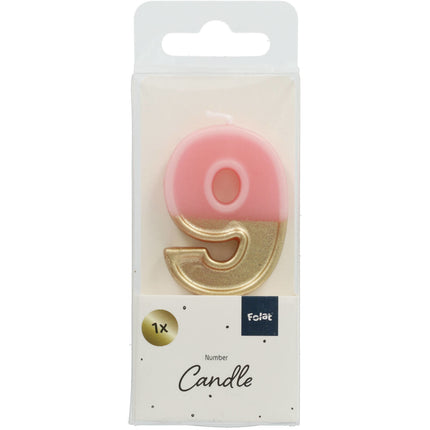 Candela 9 Anni Rosa Retrò 5cm