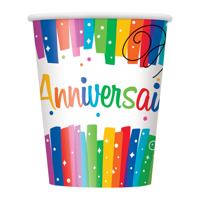 Tazze Anniversario Arcobaleno 266ml 8pz