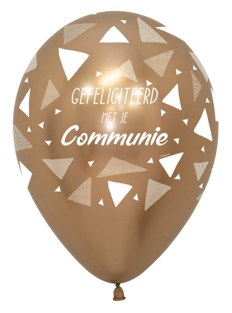 Palloncini Congratulazioni per la Comunione Triangoli Reflex Oro 30cm 25pz