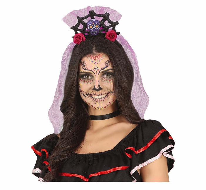 Cerchietto Dia De Los Muertos Ragnatela