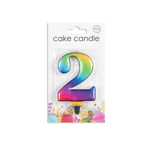 Candela 2 anni Arcobaleno 7 cm