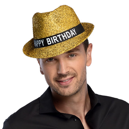 Cappello dorato di buon compleanno