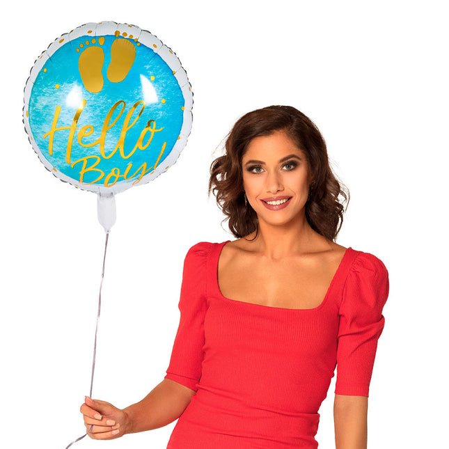 Palloncino ad elio nascita Hello Boy! Vuoto 45cm