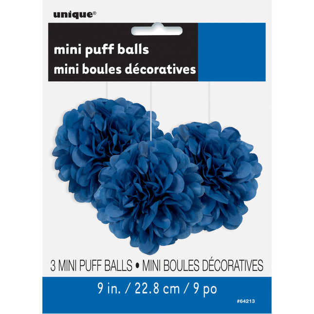 Pompon blu 20 cm 3 pezzi