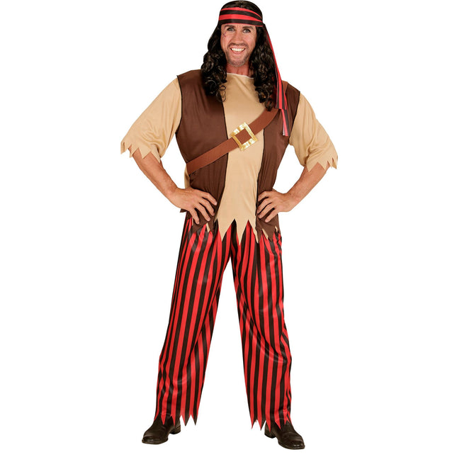 Costume da pirata marrone uomo 4 pezzi