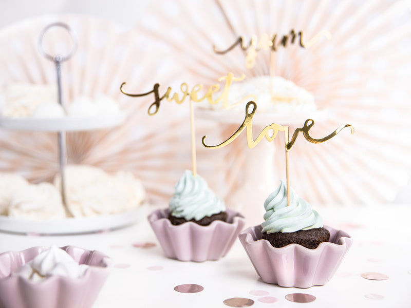Cupcake Toppers Oro Dolce Amore Gnam 13cm 6pcs