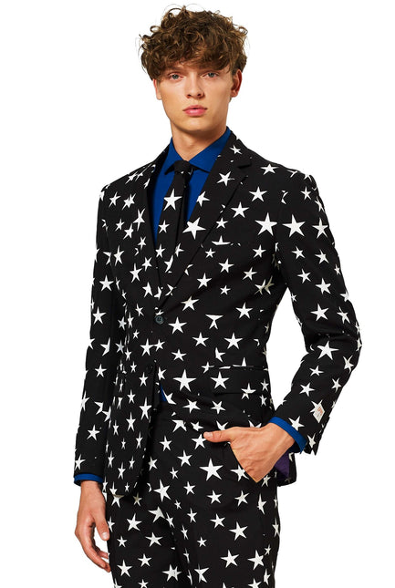 Tuta da uomo con stelle bianche e nere OppoSuits