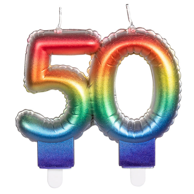 Candela arcobaleno 50 anni 8 cm