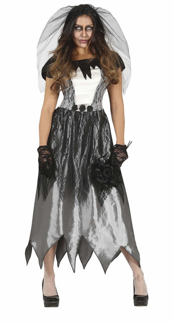 Costume Halloween Sposa Fantasma Donna Nero