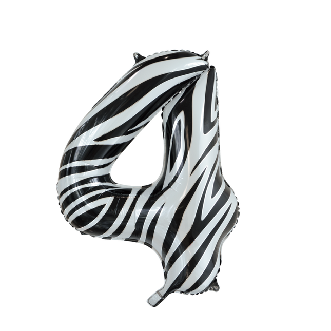 Pallone in foil Figura 4 Zebra XL 86cm vuoto
