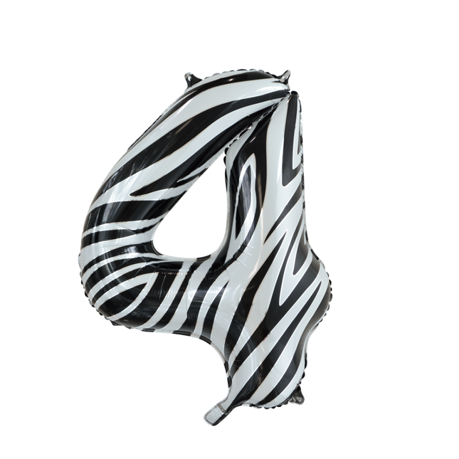 Palloncino in foil Figura 4 Zebra XL 86cm vuoto