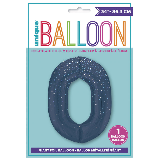 Palloncino 0 Year Figure a pois blu scuro 86 cm