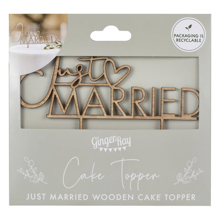 Cake topper Just Married in legno 13,7 cm