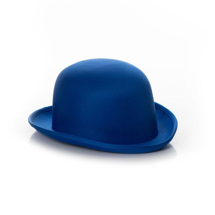 Cappello a bombetta blu in raso