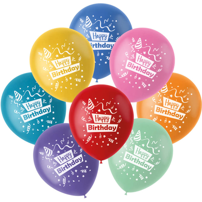 Palloncini Happy Birthday Colorati 23cm 8pz