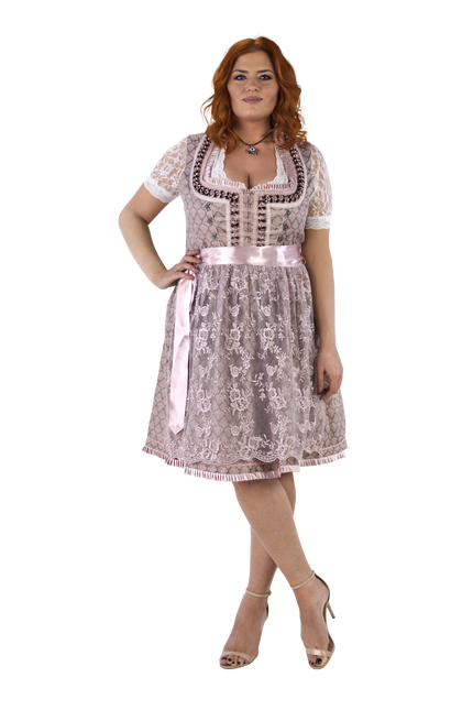 Abito Dirndl Rosa Oktoberfest Donna 2 Pezzi