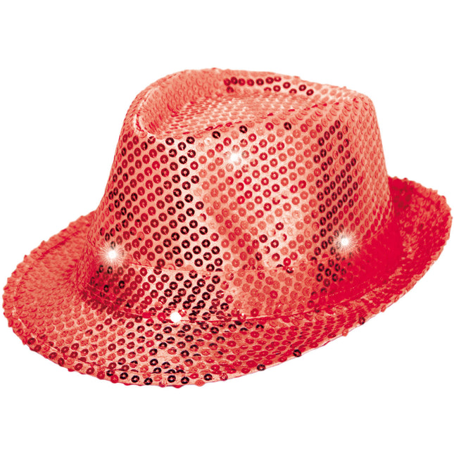 Cappello Rosso Glitterato con Luci