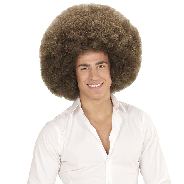 Parrucca castana afro extra large