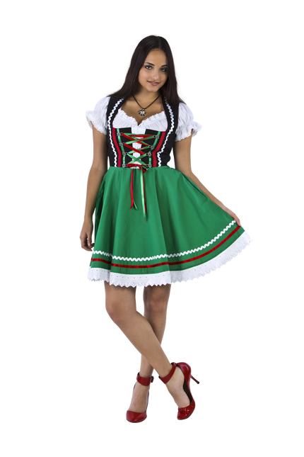 Dirndl 2-dlg., nero/verde, camicetta Carmen