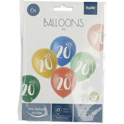 Palloncini 20 anni colorati 33cm 6pz