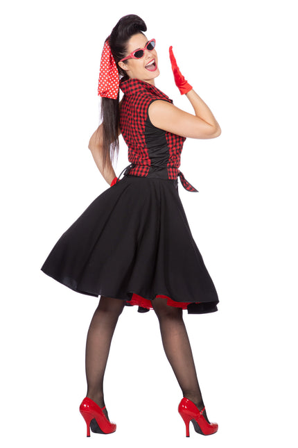 Abito Rock N Roll 50S Nero Rosso Donna