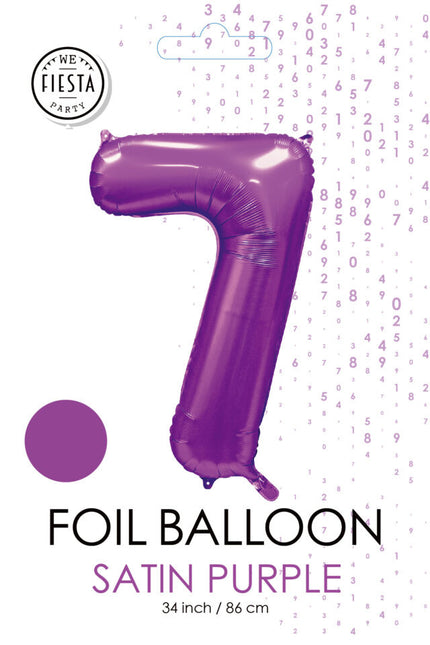 Palloncino numero viola 7 anni lucido 86 cm