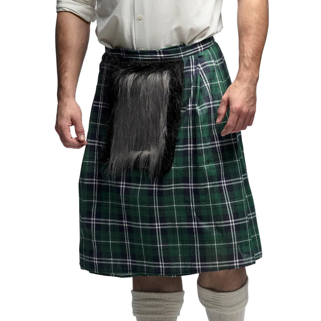 Kilt verde da uomo con borsa